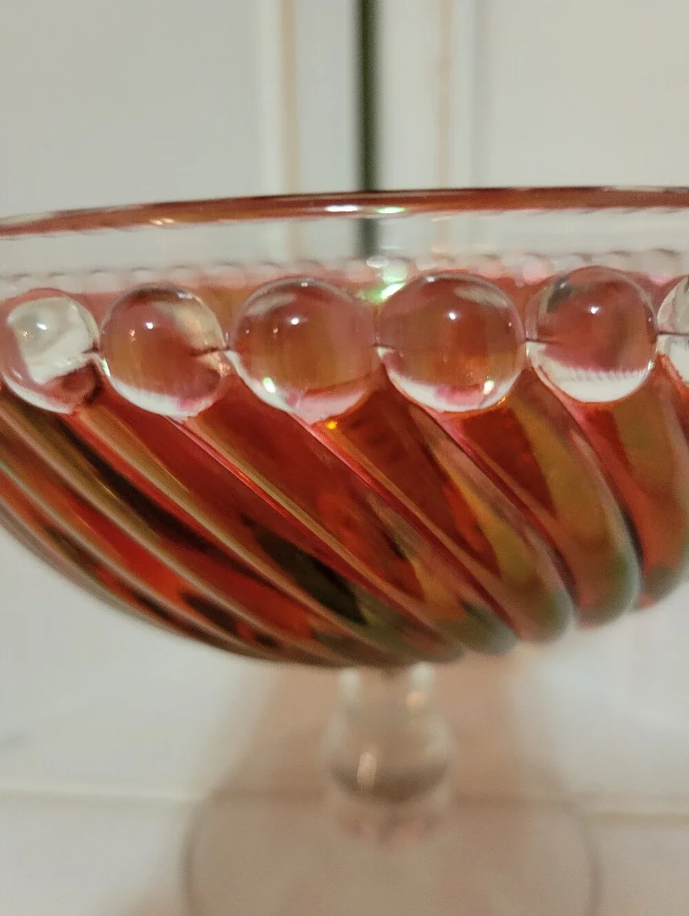 Vintage Westmoreland Cranberry Swirl Candy Dish